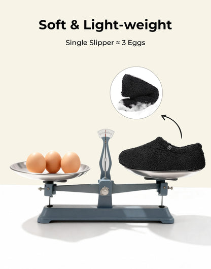 HomeTop Women's Fuzzy Curly Fur Memory Foam Loafer Slippers with Polar Fleece Lining