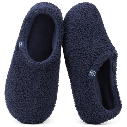 HomeTop Women's Fuzzy Curly Fur Memory Foam Loafer Slippers with Polar Fleece Lining