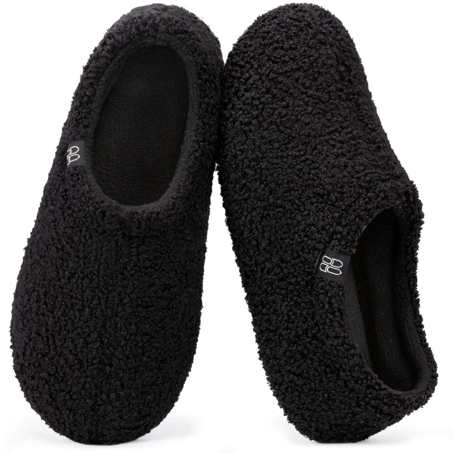 HomeTop Women's Fuzzy Curly Fur Memory Foam Loafer Slippers with Polar Fleece Lining