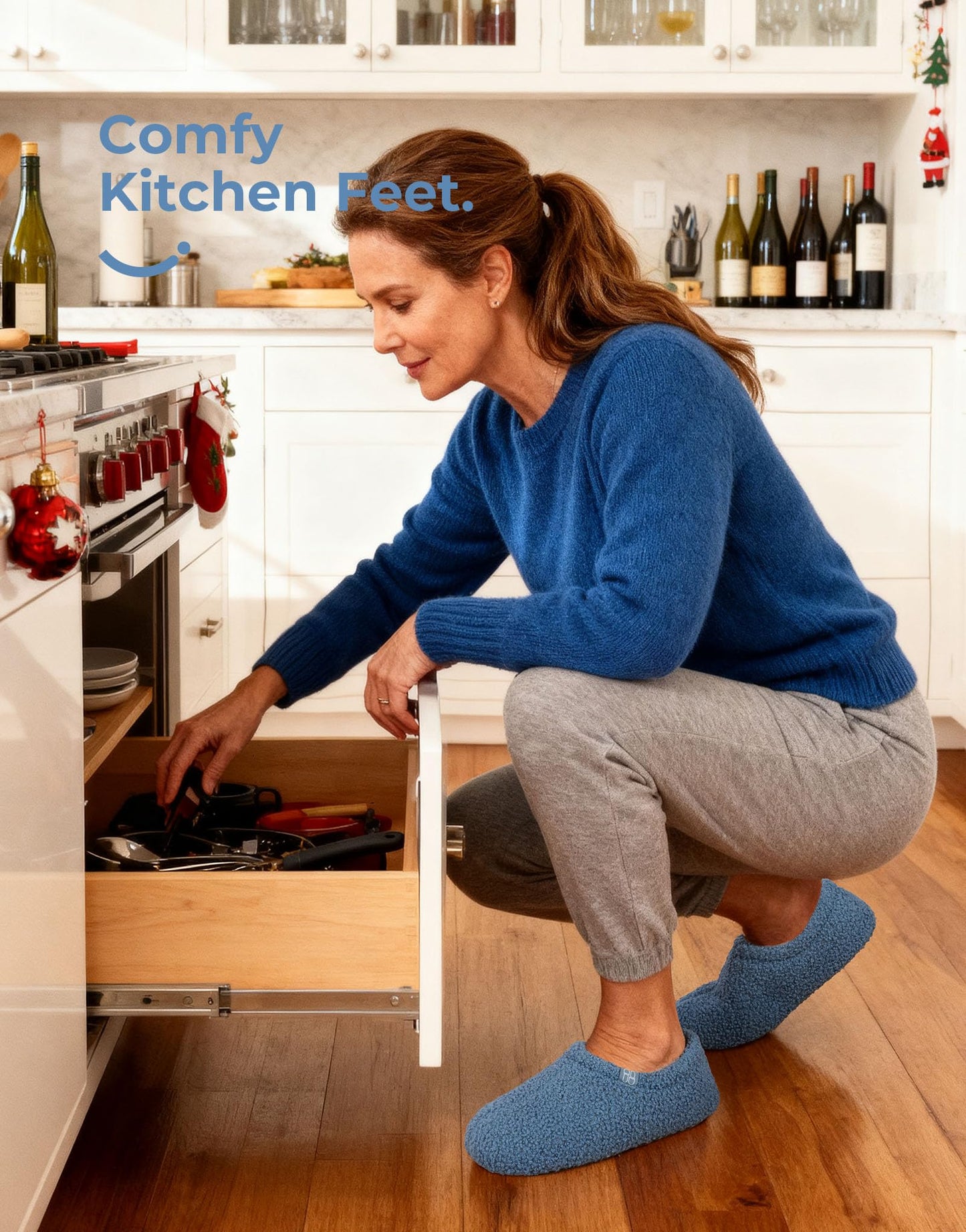 HomeTop Women's Fuzzy Curly Fur Memory Foam Loafer Slippers with Polar Fleece Lining