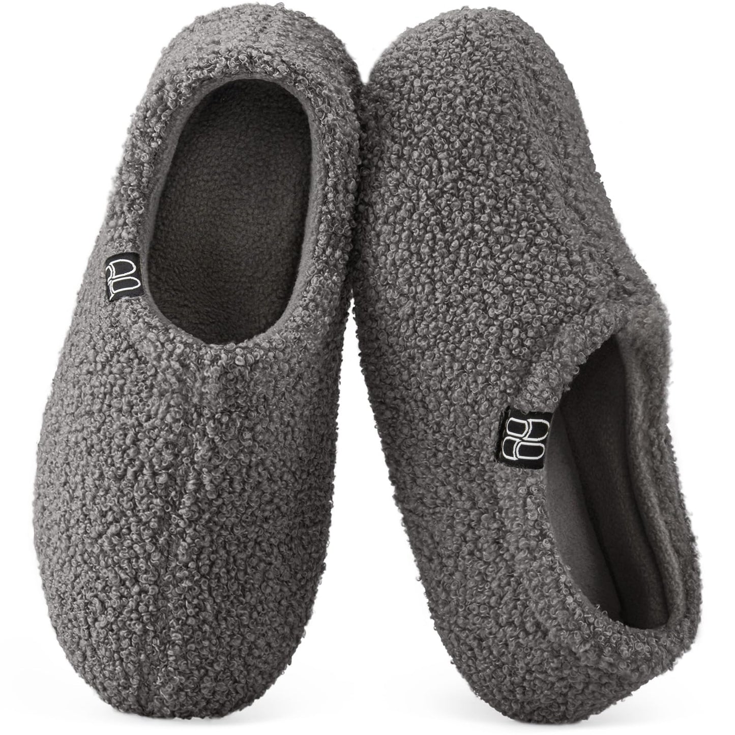 HomeTop Women's Fuzzy Curly Fur Memory Foam Loafer Slippers with Polar Fleece Lining
