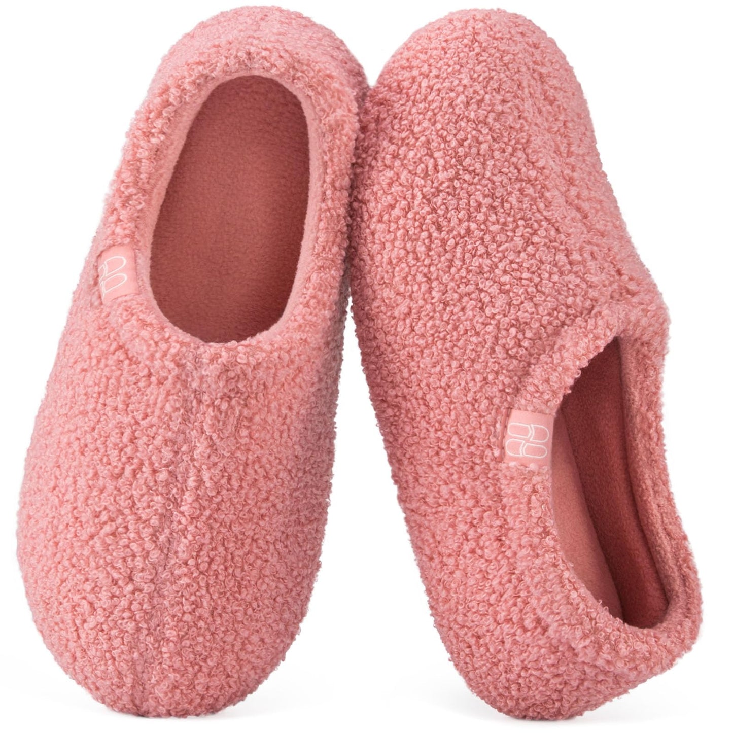 HomeTop Women's Fuzzy Curly Fur Memory Foam Loafer Slippers with Polar Fleece Lining