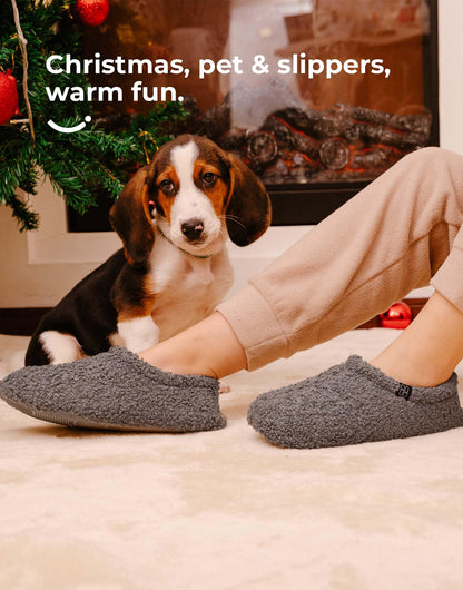 HomeTop Women's Fuzzy Curly Fur Memory Foam Loafer Slippers with Polar Fleece Lining