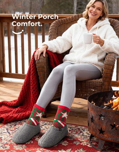 HomeTop Women's Fuzzy Curly Fur Memory Foam Loafer Slippers with Polar Fleece Lining