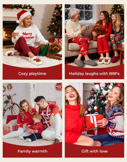 HomeTop Women's Fuzzy Curly Fur Memory Foam Loafer Slippers with Polar Fleece Lining