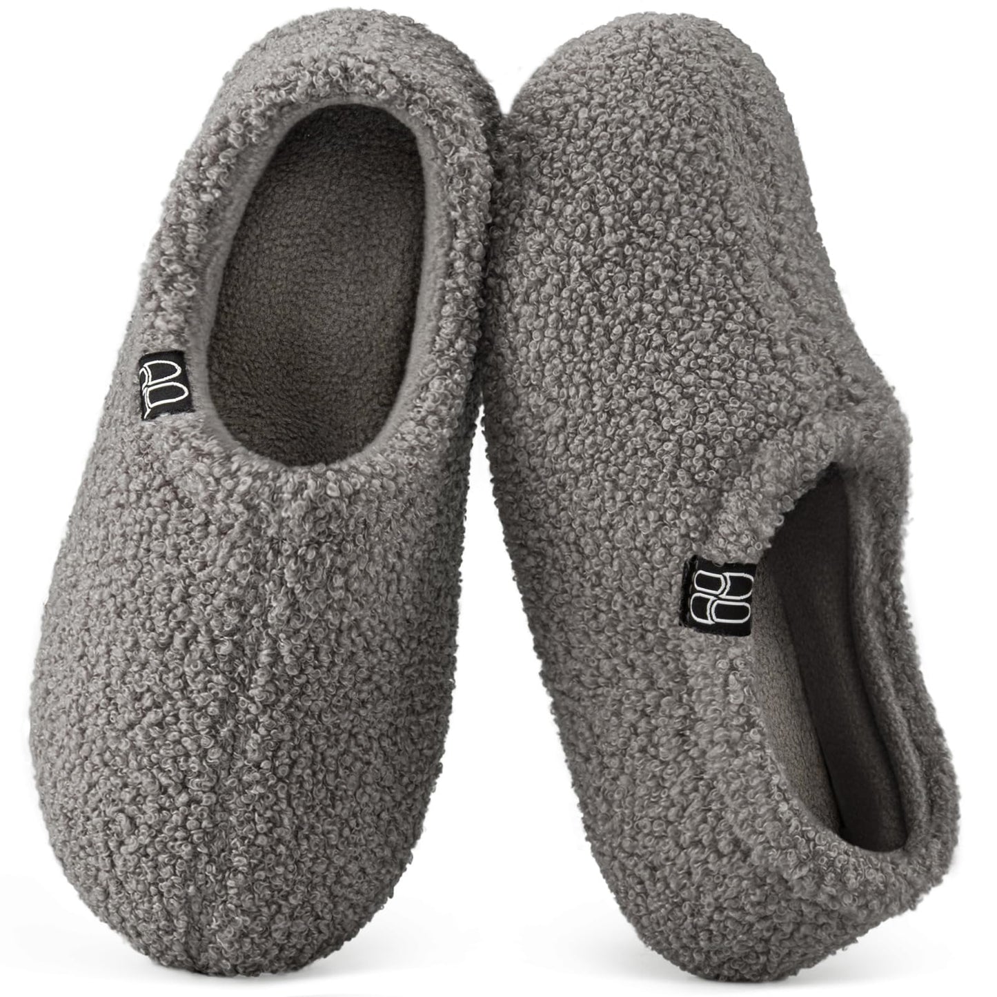 HomeTop Women's Fuzzy Curly Fur Memory Foam Loafer Slippers with Polar Fleece Lining