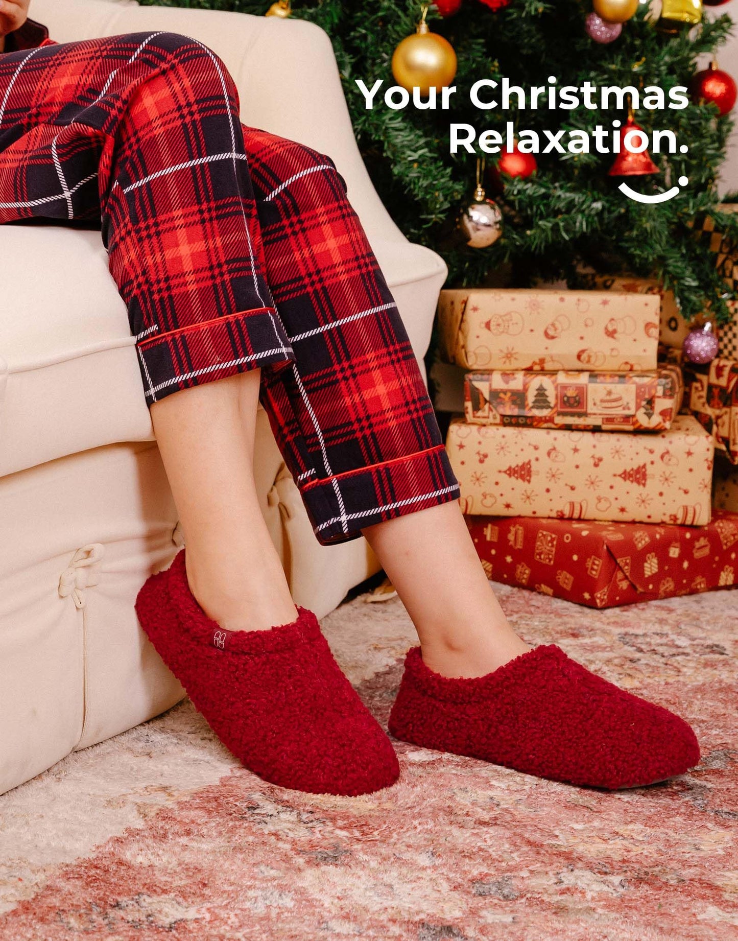 HomeTop Women's Fuzzy Curly Fur Memory Foam Loafer Slippers with Polar Fleece Lining