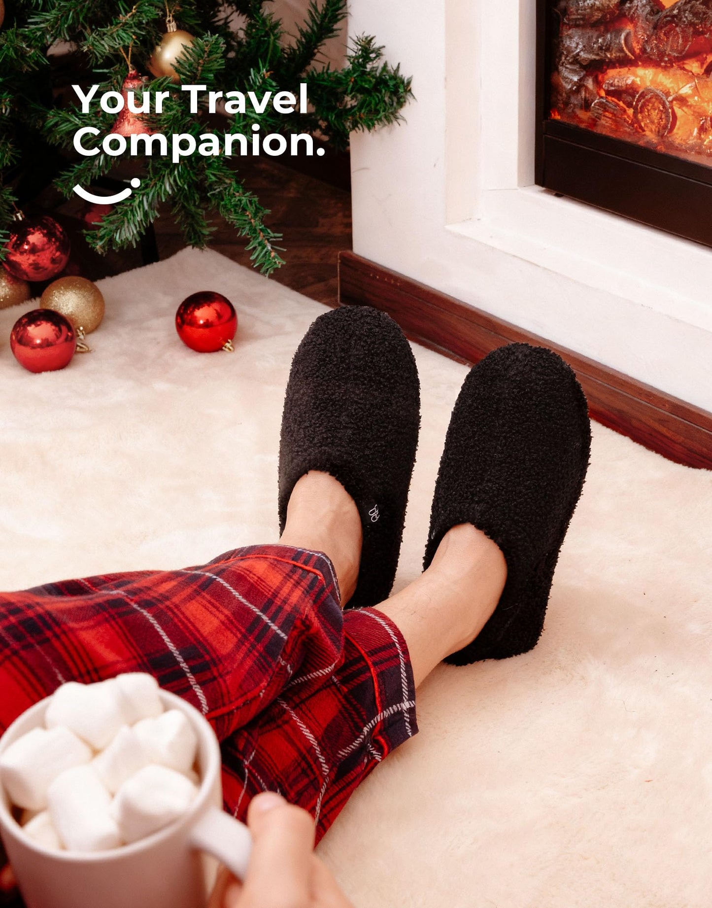 HomeTop Women's Fuzzy Curly Fur Memory Foam Loafer Slippers with Polar Fleece Lining